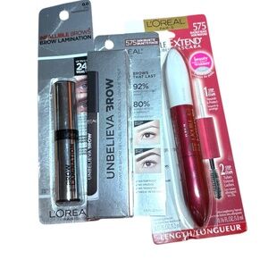 L'Oreal Small Makeup Bundle, Lashes & Brows, Unbelieva Brow, Gel, Double Extend